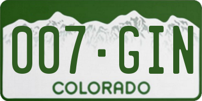 CO license plate 007GIN