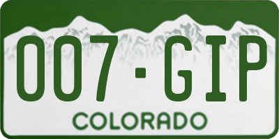 CO license plate 007GIP