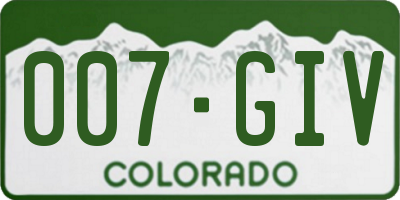 CO license plate 007GIV
