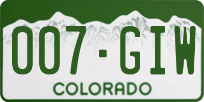 CO license plate 007GIW