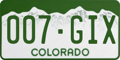 CO license plate 007GIX
