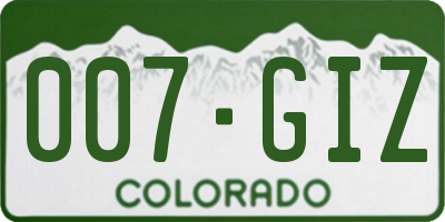 CO license plate 007GIZ