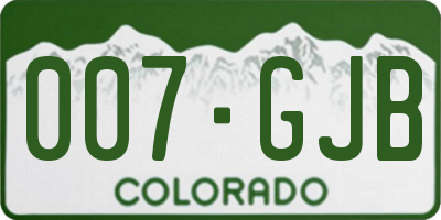 CO license plate 007GJB
