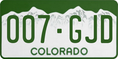 CO license plate 007GJD