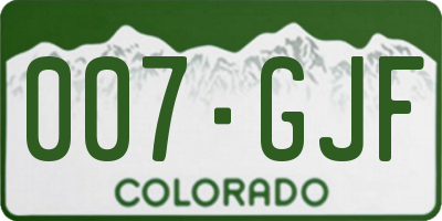 CO license plate 007GJF
