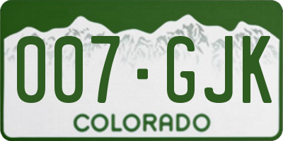 CO license plate 007GJK