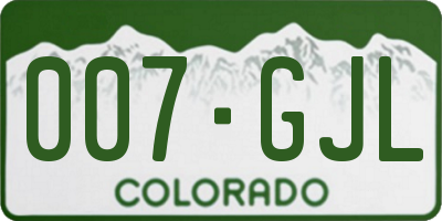 CO license plate 007GJL
