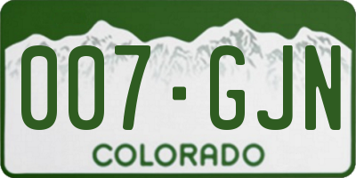 CO license plate 007GJN