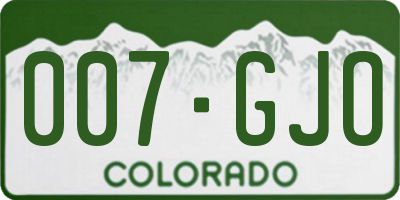 CO license plate 007GJO