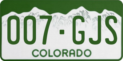CO license plate 007GJS