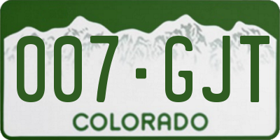 CO license plate 007GJT