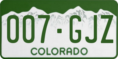 CO license plate 007GJZ