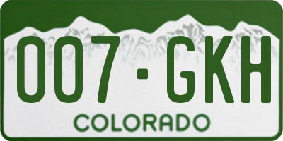 CO license plate 007GKH
