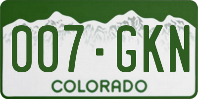 CO license plate 007GKN