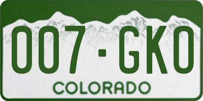 CO license plate 007GKO
