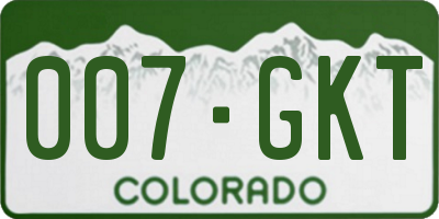 CO license plate 007GKT