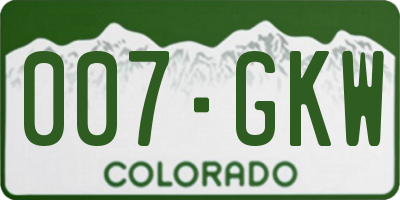 CO license plate 007GKW
