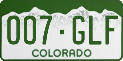 CO license plate 007GLF