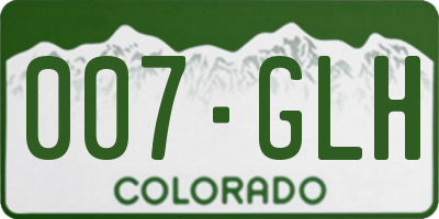CO license plate 007GLH
