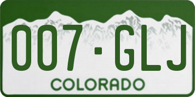 CO license plate 007GLJ