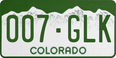 CO license plate 007GLK