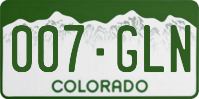 CO license plate 007GLN
