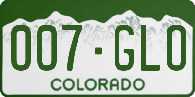 CO license plate 007GLO