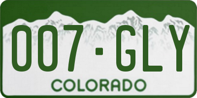 CO license plate 007GLY