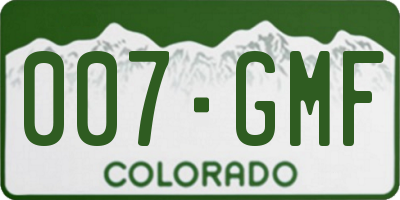 CO license plate 007GMF