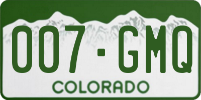 CO license plate 007GMQ