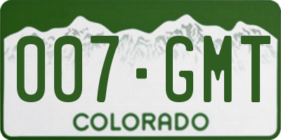 CO license plate 007GMT