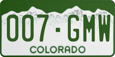 CO license plate 007GMW
