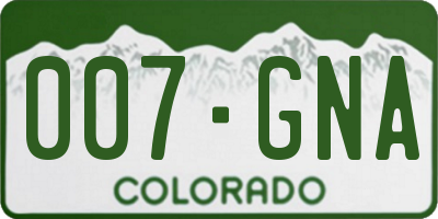 CO license plate 007GNA