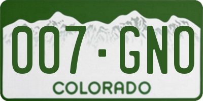 CO license plate 007GNO