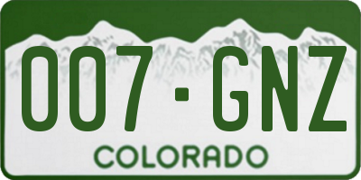 CO license plate 007GNZ