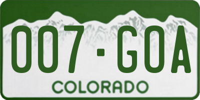 CO license plate 007GOA