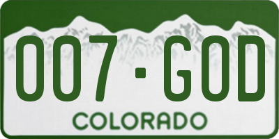 CO license plate 007GOD