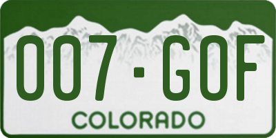 CO license plate 007GOF
