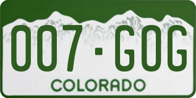 CO license plate 007GOG