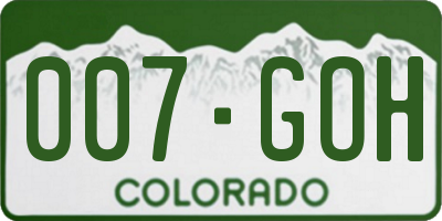 CO license plate 007GOH