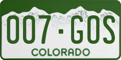 CO license plate 007GOS