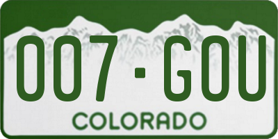 CO license plate 007GOU