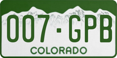 CO license plate 007GPB