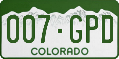 CO license plate 007GPD