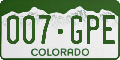 CO license plate 007GPE