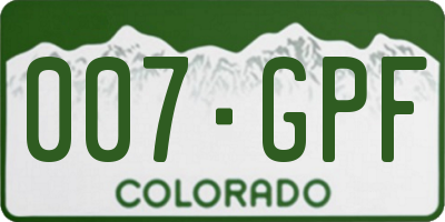 CO license plate 007GPF