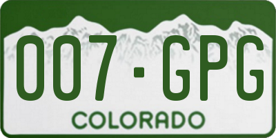 CO license plate 007GPG