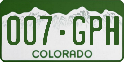 CO license plate 007GPH
