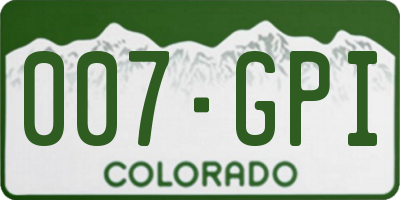 CO license plate 007GPI