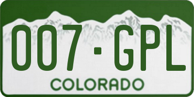 CO license plate 007GPL